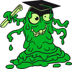 abschluss abi schule abitur schulabschluss stipendium bestanden test schleim klebrig ekelig prüfung halloween schleimer matschig glibber komisch lustig monster klein frech böse horror comic cartoon