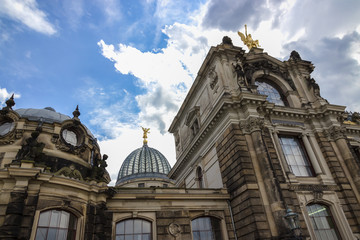 Fototapeta na wymiar Cupola of the Albertinum and beautiful sky. Dresden, Germany