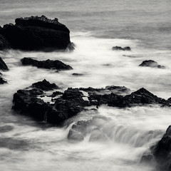 caves near Ajuy village on Fuerteventura, black and white photo