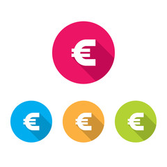 Modern Euro Sign Icons With Long Shadow