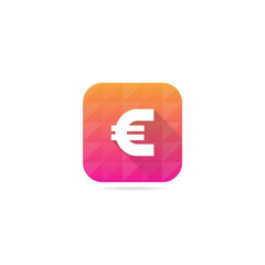 Modern Euro Sign Icon With Long Shadow