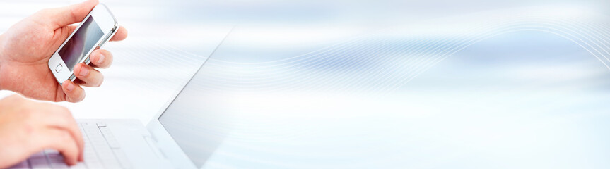 People hands with smartphones