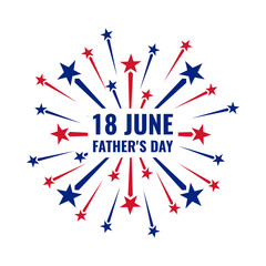 Fototapeta premium 18 june, father's day, red and blue fireworks on white background