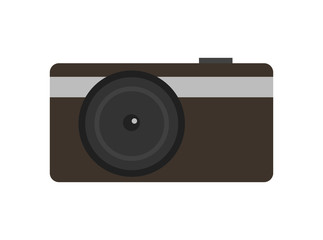 Modern compact digital photo camera icon. Optical photo equipment isolated vector illustration in flat design.