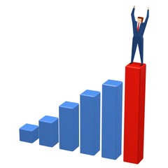 Businessman stand on the top of the chart