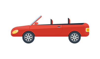 Modern cabriolet isolated icon. Sport car, modern automobile, people transportation side view vector illustration.