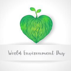 World Environment Day. Concept abstract love the world. sapling on heart green.