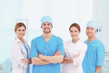 Team of young doctors in modern clinic