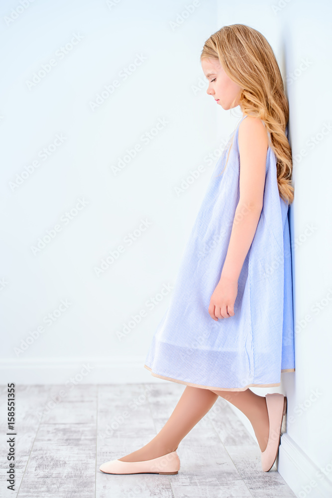 Poster girl in pale blue dress