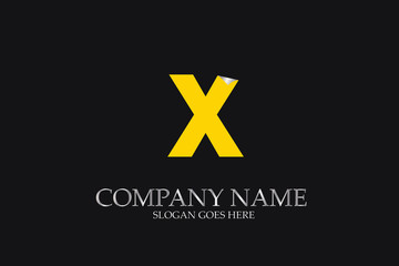 X Letter  yellow logo alphabet