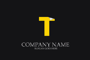 T Letter  yellow logo alphabet