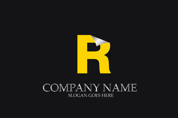 R Letter  yellow logo alphabet