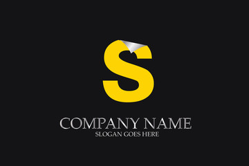 S Letter  yellow logo alphabet