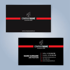 Business card template. Red and Black, Illustration Vector10