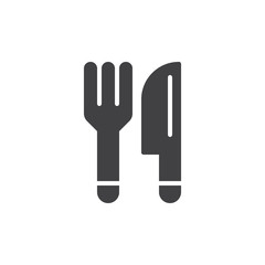 Fork and knife, Cutlery icon vector, filled flat sign, solid pictogram isolated on white. Food symbol, logo illustration. Pixel perfect
