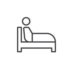 Sitting in bed line icon, outline vector sign, linear style pictogram isolated on white. Insomnia symbol, logo illustration. Editable stroke. Pixel perfect