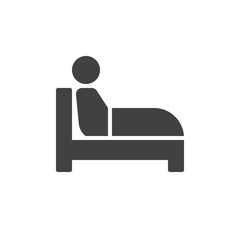 Sitting in bed icon vector, filled flat sign, solid pictogram isolated on white. Insomnia symbol, logo illustration. Pixel perfect