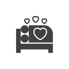 Make love in bed icon vector, filled flat sign, solid pictogram isolated on white. Sex symbol, logo illustration. Pixel perfect