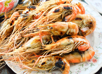 grilled shrimp ,seafood background
