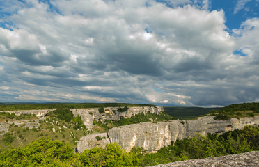 Fototapeta premium Beautiful view from above to Cave City Eski-Kermen in Crimea