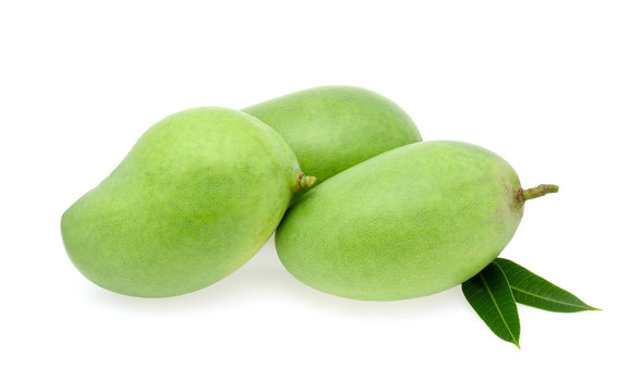 Green Mango Isolated On White Background