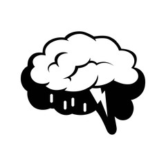 Logotype of brain silhouette and rain cloud inside