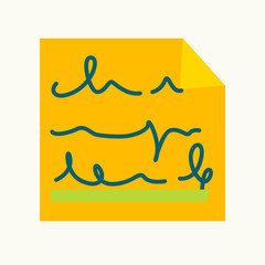 Yellow sticker paper with written note isolated on white