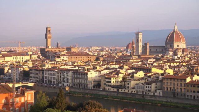 view of Florence at the sunrise time from the viewpoint
