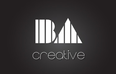 BA B A Letter Logo Design With White and Black Lines.