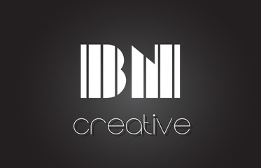 BN B N Letter Logo Design With White and Black Lines.