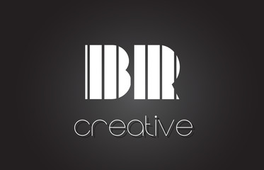 BR B R Letter Logo Design With White and Black Lines.