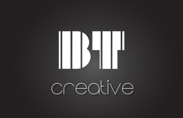 BT B T Letter Logo Design With White and Black Lines.
