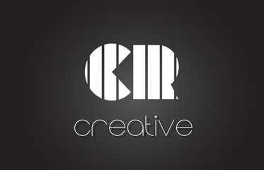 CR C R Letter Logo Design With White and Black Lines.