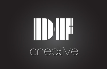 DF D F Letter Logo Design With White and Black Lines.