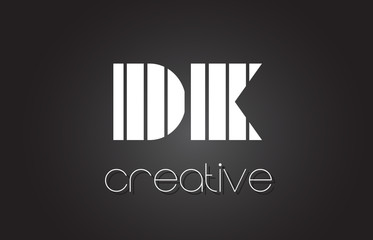 DK D K Letter Logo Design With White and Black Lines.