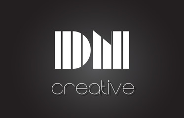 DN D N Letter Logo Design With White and Black Lines.