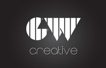GW G W Letter Logo Design With White and Black Lines.