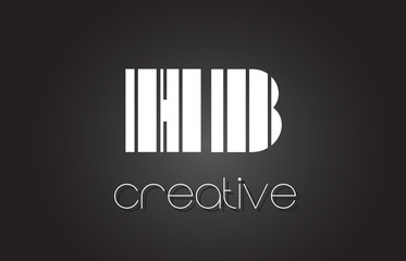 HB H B Letter Logo Design With White and Black Lines.