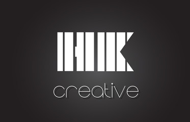 HK H K Letter Logo Design With White and Black Lines.