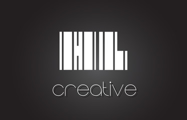 HL H L Letter Logo Design With White and Black Lines.