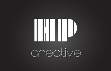 HP H P Letter Logo Design With White and Black Lines.