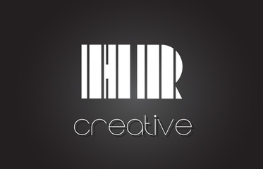 HR H R Letter Logo Design With White and Black Lines.