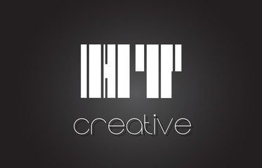 HT H T Letter Logo Design With White and Black Lines.