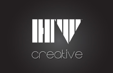 HV H V Letter Logo Design With White and Black Lines.