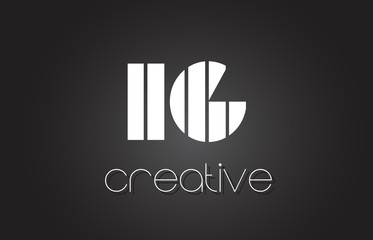 IG I Q Letter Logo Design With White and Black Lines.