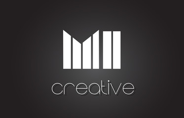 MI M I Letter Logo Design With White and Black Lines.