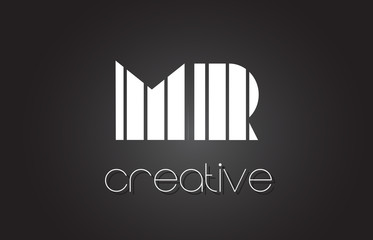 MR M R Letter Logo Design With White and Black Lines.
