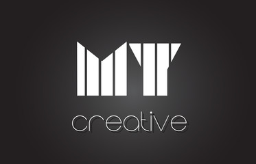 MY M Y Letter Logo Design With White and Black Lines.