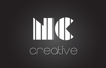 NC N C Letter Logo Design With White and Black Lines.
