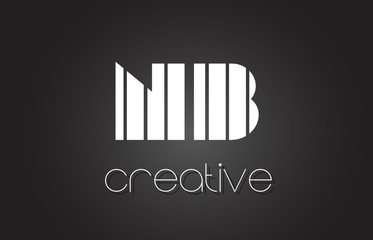 NB N B Letter Logo Design With White and Black Lines.
